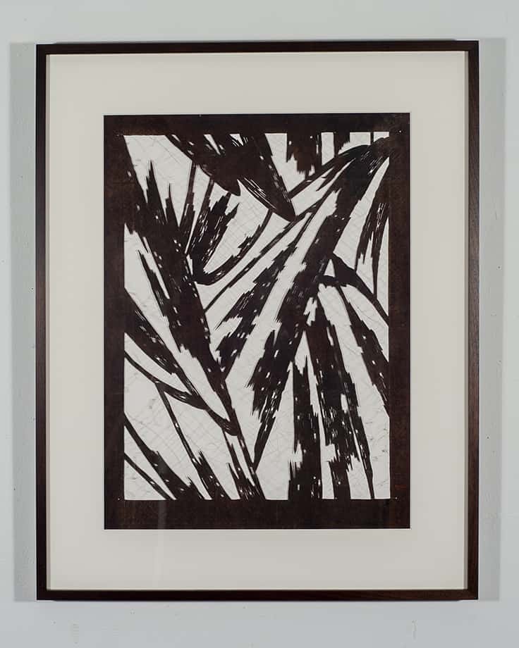 Maple Leaves in Stream of Stripe framed