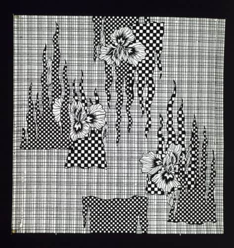 Iris Blossom on Checked Banners over Plaid