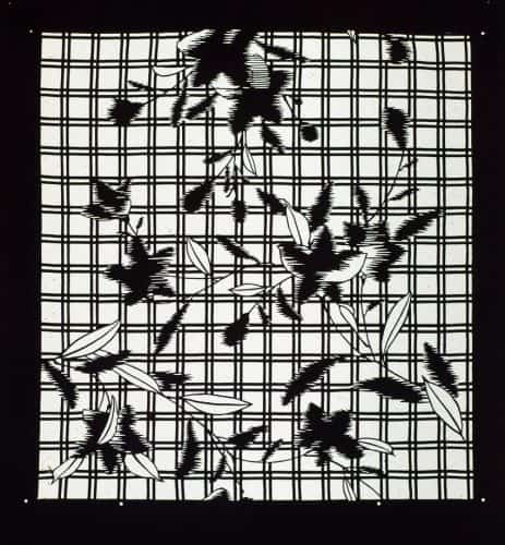 Leaves and Flowers over Grid  Weave