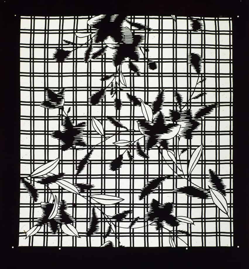 Leaves and Flowers over Grid  Weave