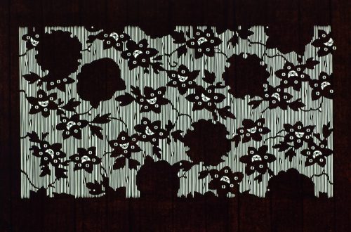 Flower Silhouettes over fine Stripe with Snowflakes