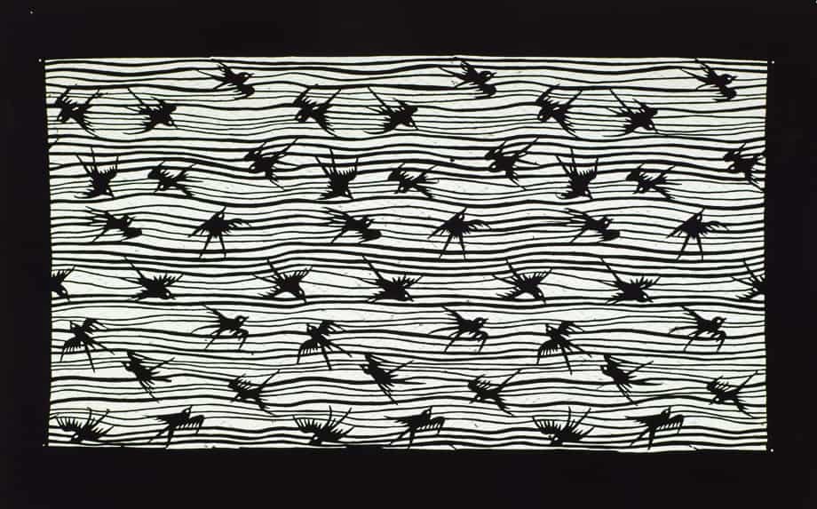 Swallows on Undulating Stripe like Wind