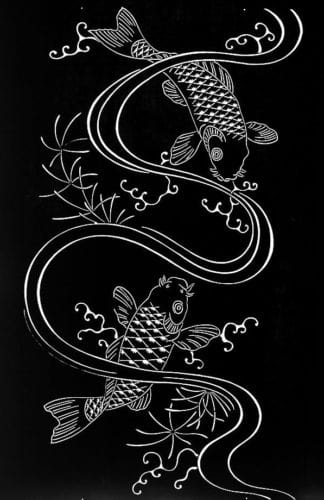 Koi in Wave with Pine