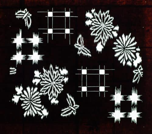 Ikat Check with Chrysanthemums and Butterflies