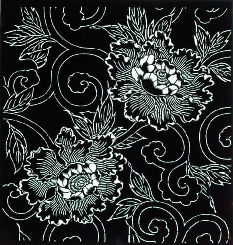 Chinese Style Brocade Peony over Meandering Vine