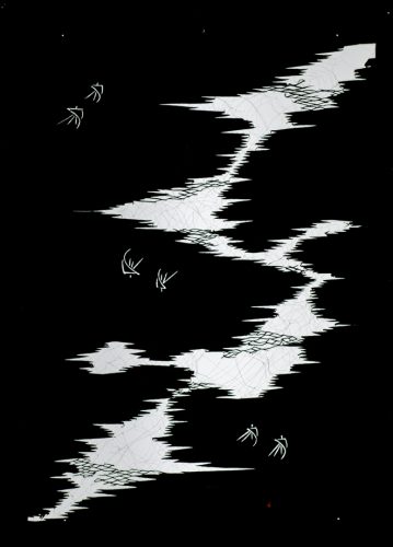 Stylized Birds over a Rough Sea